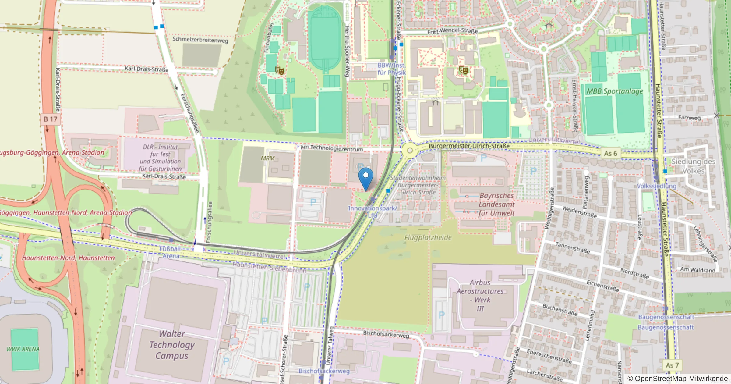 Karte: Am Technologiezentrum 5, 86159 Augsburg - (c) OpenStreetMap-Mitwirkende
